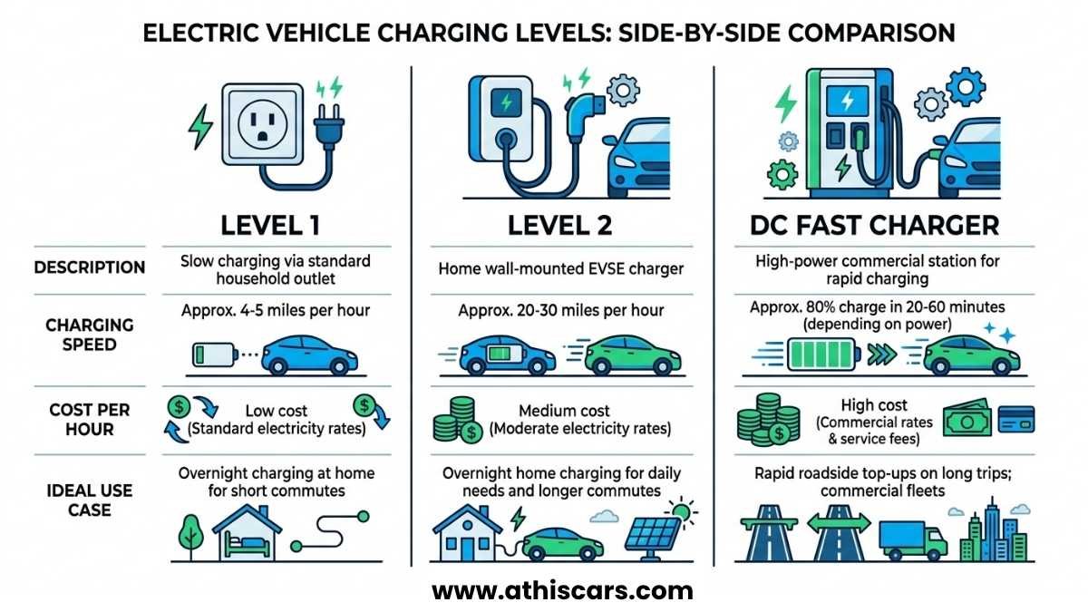 EV charging levels comparison