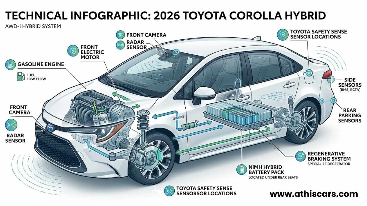 Toyota Corolla Hybrid engine and safety sensor diagram 2026
